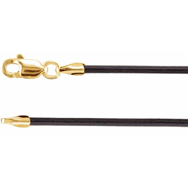 14K Yellow 1.5 mm Black Leather 18' Cord
