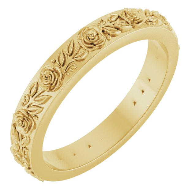 14K Yellow 2.7 mm Floral Band Size 7