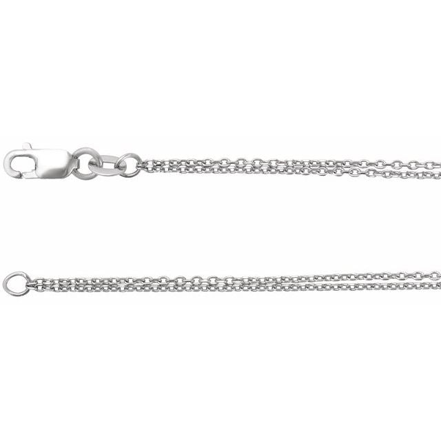 14K White 1 mm Diamond-Cut Double-Strand Cable 18' Chain
