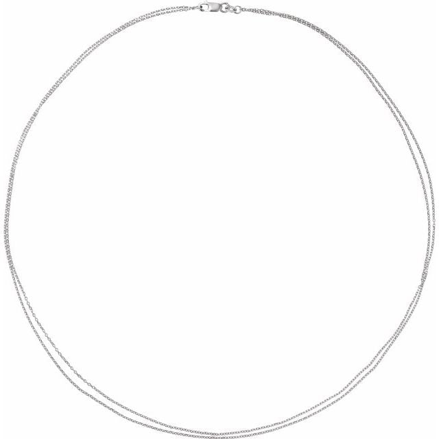 14K White 1 mm Diamond-Cut Double-Strand Cable 18' Chain