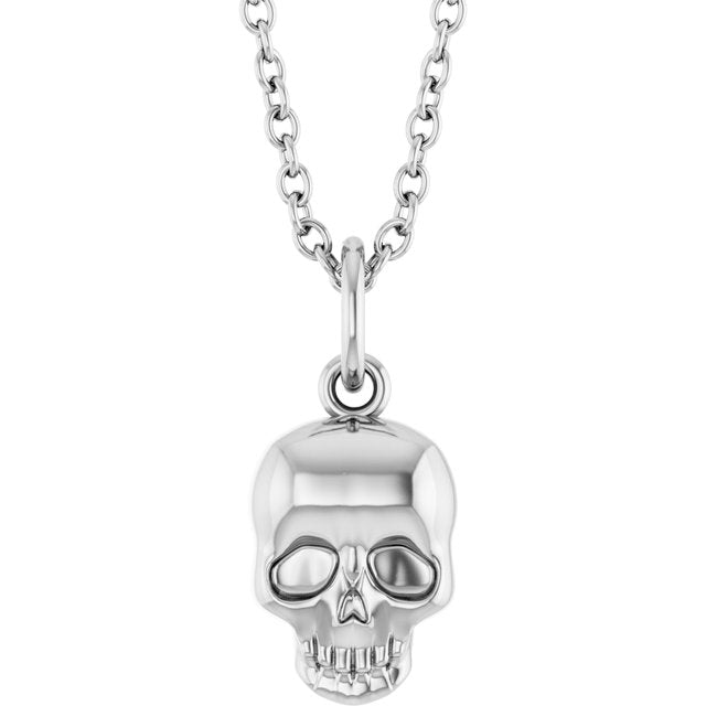 Sterling Silver Skull 16-18' Necklace