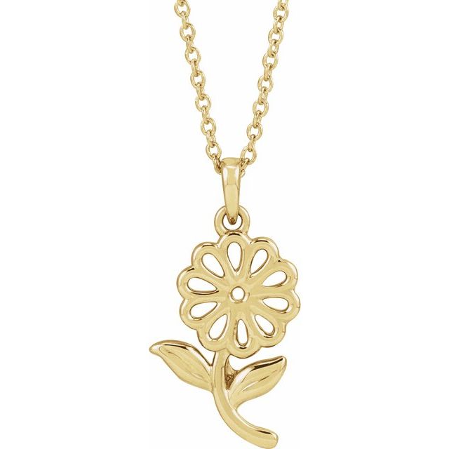 14K Yellow Flower 16-18' Necklace