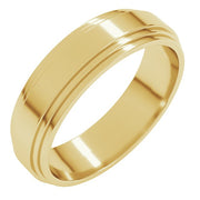 14K Yellow 6 mm Flat Double Stepped Edge Band Size 11