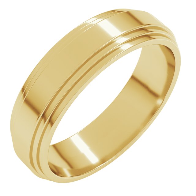 14K Yellow 6 mm Flat Double Stepped Edge Band Size 11