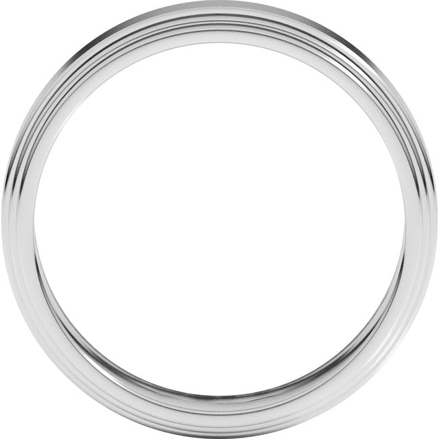14K White 6 mm Flat Double Stepped Edge Band Size 11.5