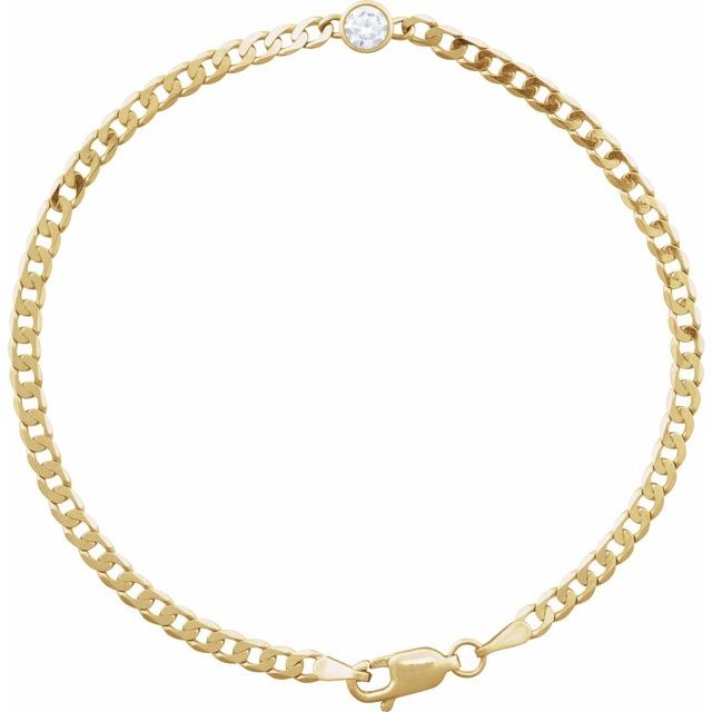 14K Yellow .07 CT Lab-Grown Diamond Link 7' Bracelet