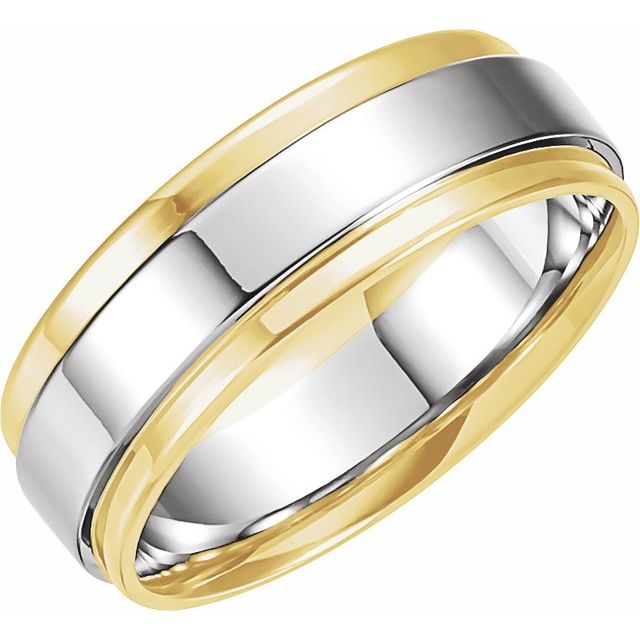 14K Yellow/White/Yellow 5.5 mm Flat Edge Band Size 6