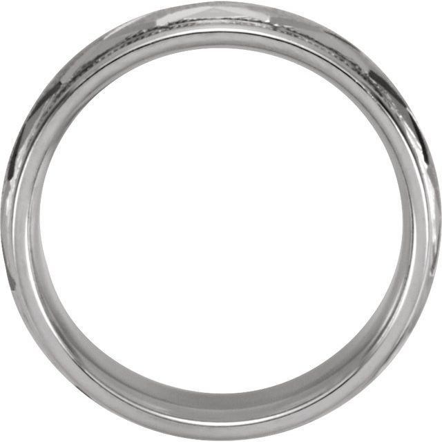 14k White 7 Mmmilgrain Geometric Faceted Comfort-fit Band Size 7.5