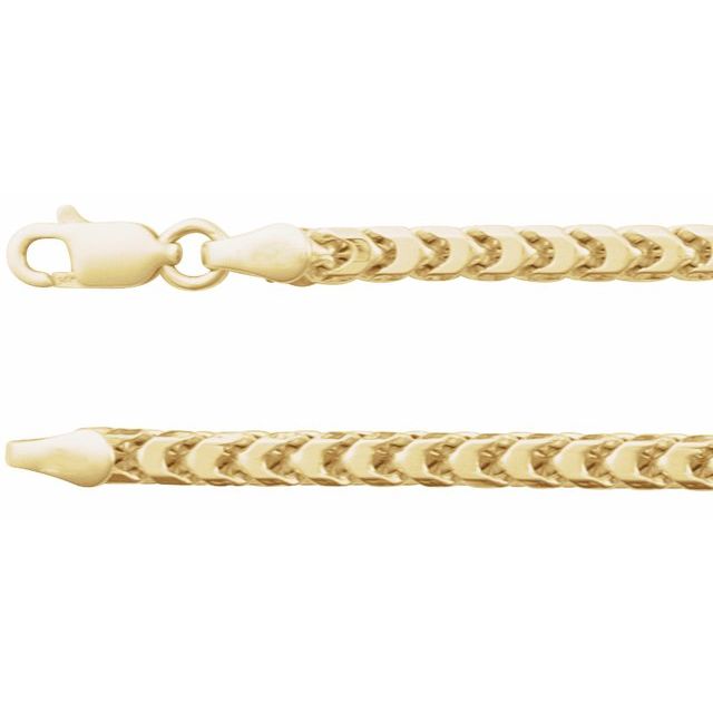 14K Yellow 3.4 mm Hollow Diamond-Cut Franco 8' Chain