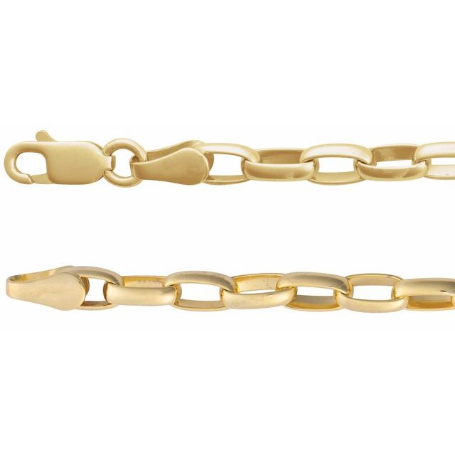 14K Yellow 3.9 mm Puffed Oval Cable 18' Chain