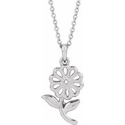 Sterling Silver Flower 16-18' Necklace