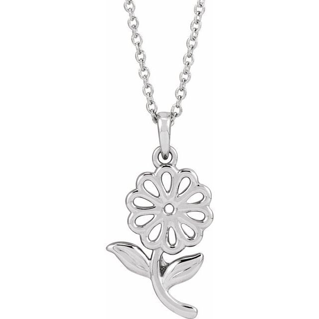 Sterling Silver Flower 16-18' Necklace