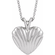 Sterling Silver Ribbed Heart 16-18' Necklace