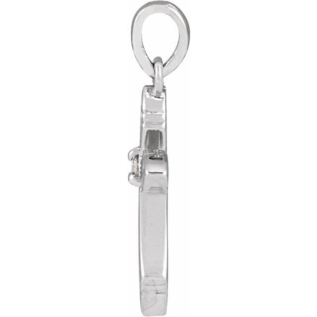 14K White .015 CT Natural Diamond Cross Pendant
