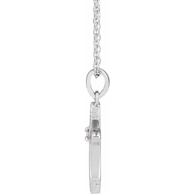 Sterling Silver .015 CT Natural Diamond Cross 16-18' Necklace