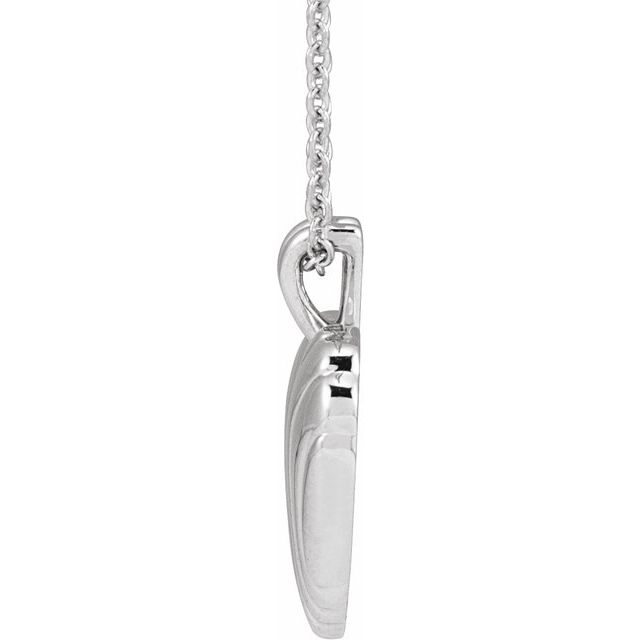 Sterling Silver Ribbed Heart 16-18' Necklace