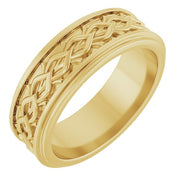 14K Yellow 7 mm Patterned Band Size 10