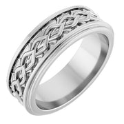 14K White 7 mm Patterned Band Size 10