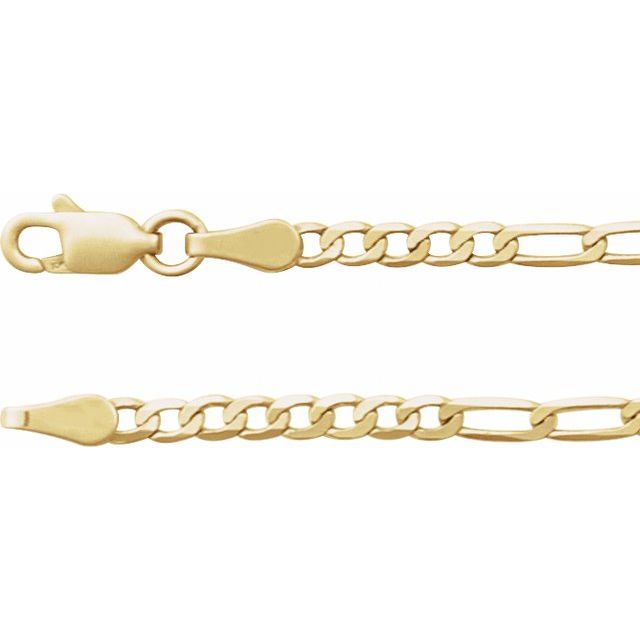 14K Yellow 2.5 mm Figaro 20' Chain