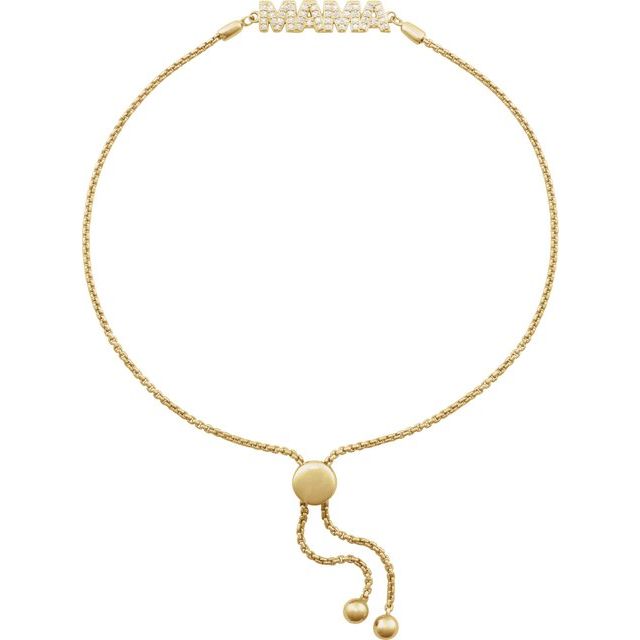 14K Yellow 1/10 CTW Natural Diamond Mama Bolo 9 1/2' Bracelet