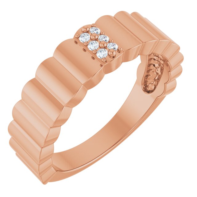 14K Rose .04 CTW Natural Diamond Cigar Ring