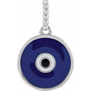 Sterling Silver Blue Enamel Evil Eye Pendant