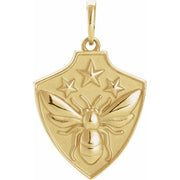 14K Yellow Bee Shield Pendant