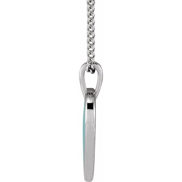 Sterling Silver Light Turquoise Enamel Heart 18' Necklace