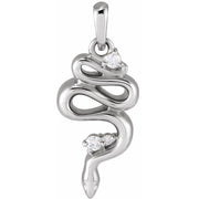 14K White .03 CTW Natural Diamond Serpent Pendant