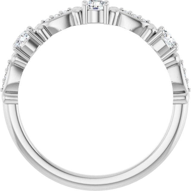 14K White 1/3 CTW Natural Diamond  Vintage-Inspired Anniversary Band