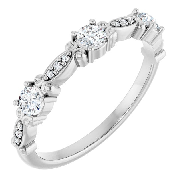 14K White 1/3 CTW Natural Diamond  Vintage-Inspired Anniversary Band