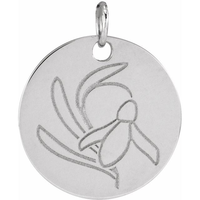 14K White Snow Drop January Birth Flower Pendant