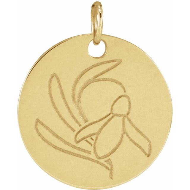 14k Yellow Snow Drop January Birth Flower Pendant
