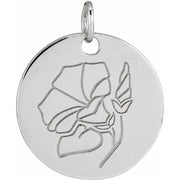 Sterling Silver Morning Glory September Birth Flower Pendant