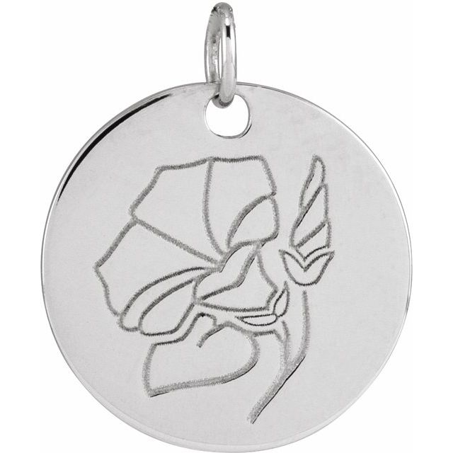Sterling Silver Morning Glory September Birth Flower Pendant