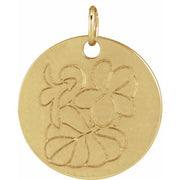 14k Yellow Violet February Birth Flower Pendant