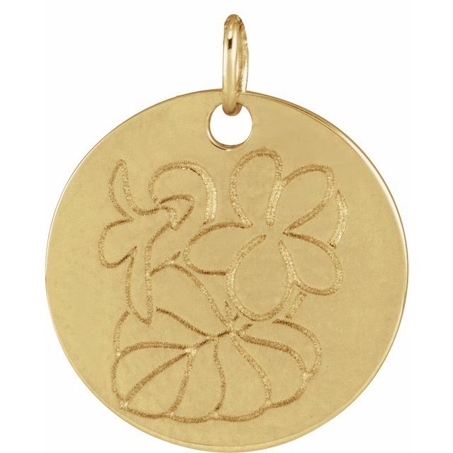 14k Yellow Violet February Birth Flower Pendant