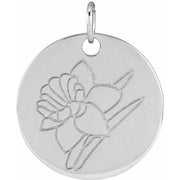 14K White Daffodil March Birth Flower Pendant
