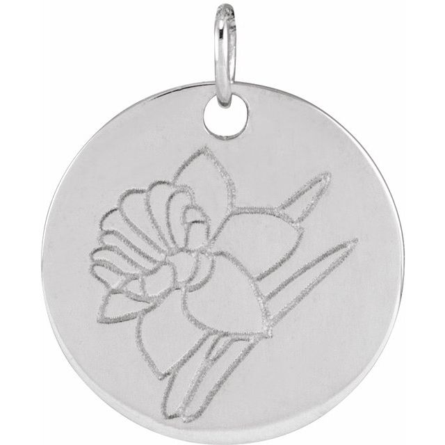 14K White Daffodil March Birth Flower Pendant