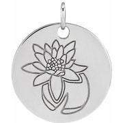Sterling Silver Waterlily July Birth Flower 16-18' Necklace