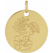 14K Yellow Marigold October Birth Flower Pendant