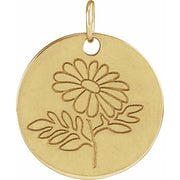 14K Yellow Daisy April Birth Flower Pendant