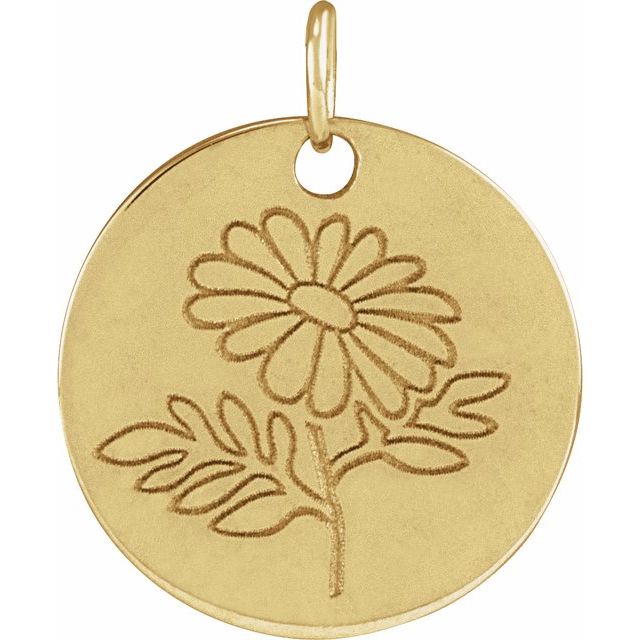 14K Yellow Daisy April Birth Flower Pendant