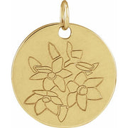 14K Yellow Narcissus December Birth Flower Pendant