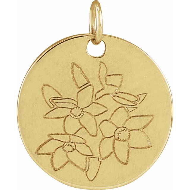 14K Yellow Narcissus December Birth Flower Pendant