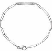 14K White .015 CTW Natural Diamond Engravable Curved Bar 7' Bracelet