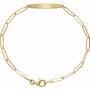 14K Yellow .015 CTW Natural Diamond Engravable Curved Bar 7' Bracelet