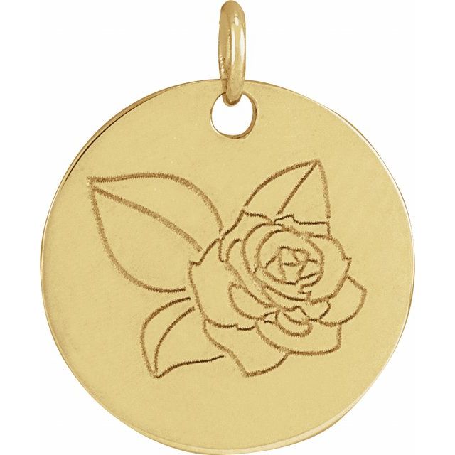 14K Yellow Rose June Birth Flower Pendant