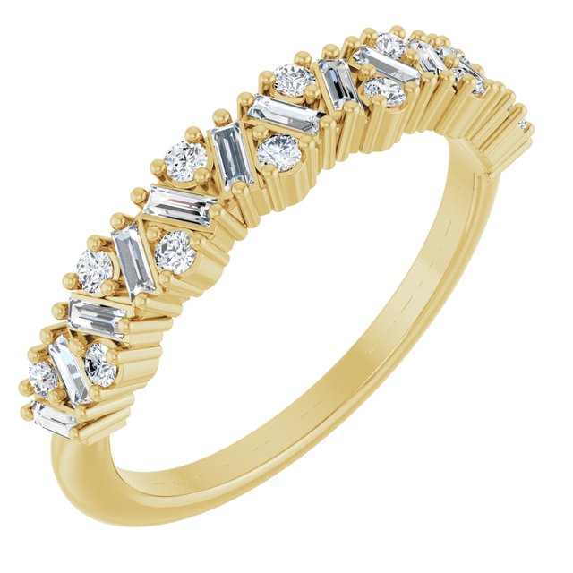 14k Yellow 3/8 Ctw Lab-grown Diamond Scattered Anniversary Band