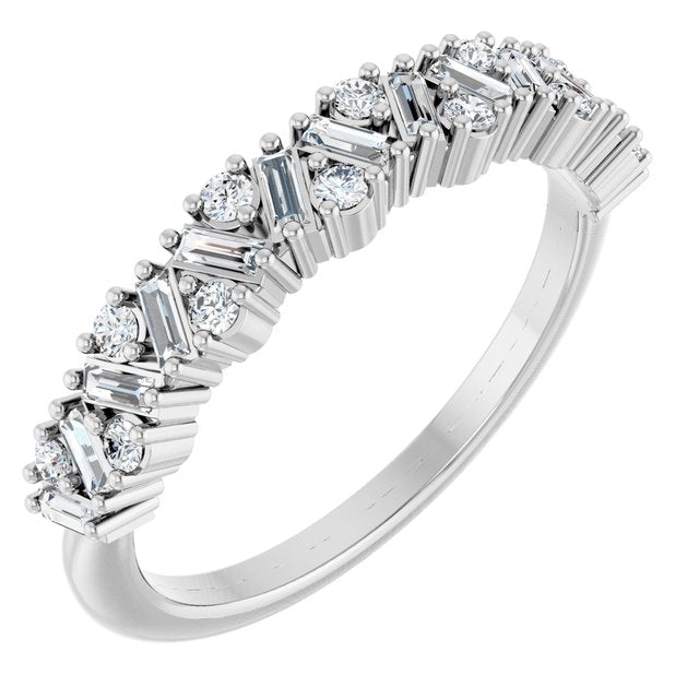 14k White 3/8 Ctw Lab-grown Diamond Scattered Anniversary Band